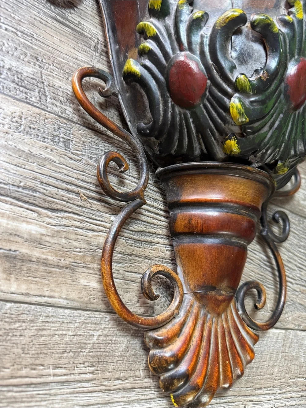 Decorative Brown and Green Resin Wall Sconce Planter